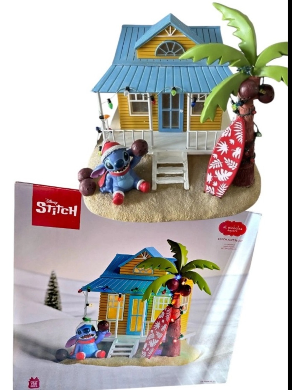 St. Nicholas Square Disney Lilo & Stitch Village Holiday Home Table Décor